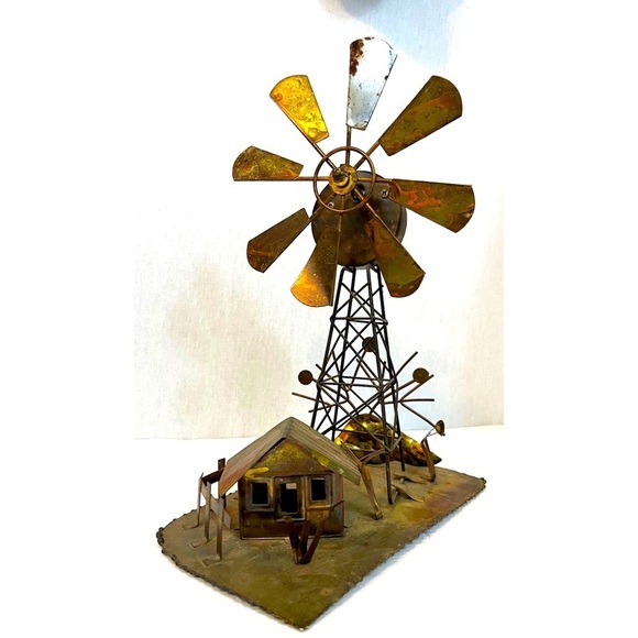 Vintage metal sculpture windmill with music box non working - Picture 2 of 6